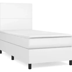 vidaXL Sängar>Ramsäng med madrass vit 80x200 cm konstläder