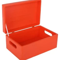 CREATIVE DECO Kistor & Koffertar>träförvaringslåda 30 x 20 x 14 cm med lock och handtag