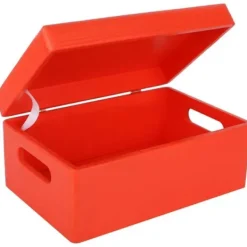 CREATIVE DECO Kistor & Koffertar>träförvaringslåda 30 x 20 x 14 cm med lock och handtag