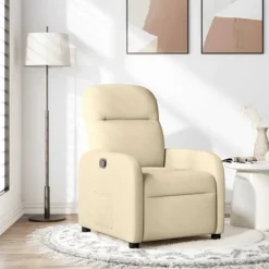 vidaXL Fåtöljer>Reclinerfåtölj gräddvit tyg