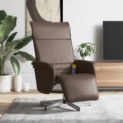 vidaXL Fåtöljer>Reclinerfåtölj med fotstöd brun konstläder