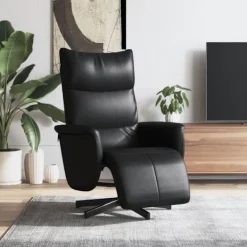 vidaXL Fåtöljer>Reclinerfåtölj med fotstöd svart konstläder
