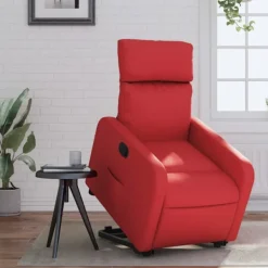vidaXL Fåtöljer>Reclinerfåtölj med uppresningshjälp röd konstläder