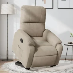 vidaXL Fåtöljer>Reclinerfåtölj med uppresningshjälp taupe mikrofibertyg