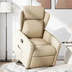 vidaXL Fåtöljer>Reclinerfåtölj med uppresningshjälp gräddvit tyg
