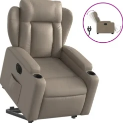 vidaXL Fåtöljer>Reclinerfåtölj med uppresningshjälp cappuccino konstläder