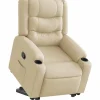 vidaXL Fåtöljer>Reclinerfåtölj med uppresningshjälp gräddvit tyg