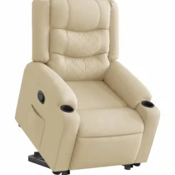 vidaXL Fåtöljer>Reclinerfåtölj med uppresningshjälp gräddvit tyg
