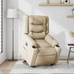 vidaXL Fåtöljer>Reclinerfåtölj med uppresningshjälp gräddvit tyg