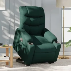 vidaXL Fåtöljer>Reclinerfåtölj med uppresningshjälp mörkgrön tyg