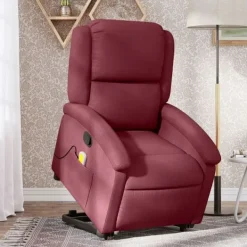 vidaXL Fåtöljer>Reclinerfåtölj med uppresningshjälp vinröd tyg