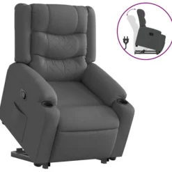 vidaXL Fåtöljer>Reclinerfåtölj med uppresningshjälp mörkgrå tyg