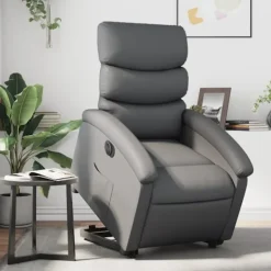 vidaXL Fåtöljer>Reclinerfåtölj med uppresningshjälp grå konstläder