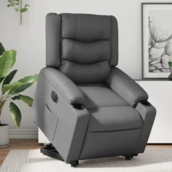 vidaXL Fåtöljer>Reclinerfåtölj med uppresningshjälp grå konstläder