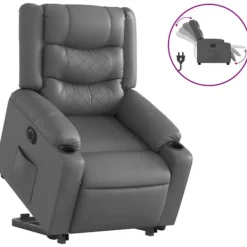 vidaXL Fåtöljer>Reclinerfåtölj med uppresningshjälp grå konstläder