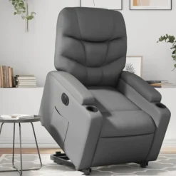 vidaXL Fåtöljer>Reclinerfåtölj med uppresningshjälp grå konstläder