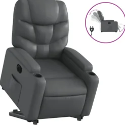 vidaXL Fåtöljer>Reclinerfåtölj med uppresningshjälp grå konstläder