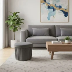 RELAXDAYS Sittpuffar>taburett i sammet, förvaringspuff, vadderad, stapelbar, H x P: 38 x 38 cm, mörkgrå