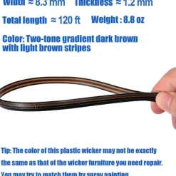Balkongmöbler>Reparationskit för rotting 37m 120ft Rottingreparationsmaterial Tvåtonad Gradient Mörkbrun med Ljusbruna Ränder Plastrottingmaterial för Uteplats-WELLNGS | Fyndiq