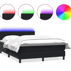 vidaXL Sängar>Resårsäng med madrass och LED svart 160x220 cm sammet