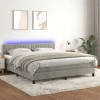 vidaXL Sängar>Resårsäng med madrass och LED ljusgrå 160x200 cm sammet