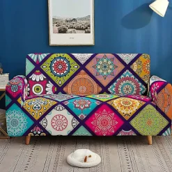 Soffor>Retro sofföverdrag stretch exotiskt sofföverdrag halkfritt soffskydd för 1-sits (90–140 cm)