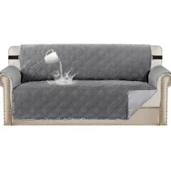 Soffor>Rl Vattentät Soffaöverdrag Quiltat Soffa Skydd Överdrag För 2 Kuddar Soffa Vattentät Grå Soffa