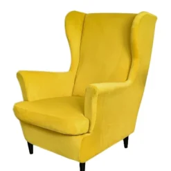 Archipelago Fåtöljer>Öronlappsfåtöljöverdrag, fåtöljöverdrag, mode för öronlappsfåtöljer, enfärgad, gurkmeja