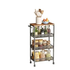 Rootz Living Köksö>Rootz 4 Level Troting Trolley - Kitchen Cart - Mal Nisch Shelf - Vintage Brown Black - Rymdräddande design - 22 x 45,4 x 77 cm