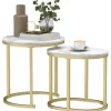 Rootz Living Småbord>Rootz 2 set marmor look soffbord - oval och rund sidobord - stapelbara bord - rymdbesparande design - Ø50 x 50,5 cm, 60 x 36 x 43,5 cm