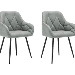 Rootz Living Stolar>Rootz 2 set matsalstolar - ergonomiska fåtöljer - köksitt - komfort med vintage läder - metallben gråa - 56x83.5x53cm