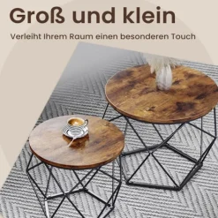 Rootz Living Soffbord>Rootz 2 set soffbord - vintage soffbord - trä spånbrädor - robust stålram - 50 cm x 40 cm & 40 cm x 36 cm