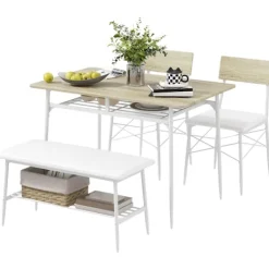 Rootz Living Matgrupper>Rootz 4 -stycken matbordsset - Köksbord - Matsalet - vadderad komfort - 110W x 70d x 75 timmar cm bord, 40W x 50d x 80h cm stolar
