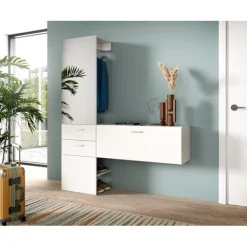 Rootz Living Byråer>Rootz 2 -stycks garderobset - garderobskåp - lagringspanel - utrymme maximerar design - vit melamin - 156 cm x 190 cm x 36 cm