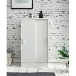 Rootz Living Skåp>Rootz arkivskåp trä 60 x 107,5 x 28,5 cm vit - Design multifunktionsskåp - Kontorsskåp Modernt - Byrå Hallmöbler - Sideboard hall byrå - Litet förvari | Fyndiq