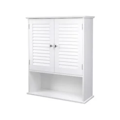 Rootz Living Skåp>Rootz badrumsskåp - Förvaringsskåp - Hygienarrangör - Vit MDF - 60 cm x 20 cm x 70 cm - Öppet fack - Justerbar hylla - Förkromade knoppar