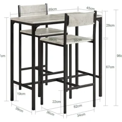 Rootz Living Matgrupper>Rootz Bar Set - 1 Barbord och 2 pallar - 3 delar Hem Kök Frukost Bar Set - Möbel Matsalsset
