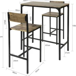 Rootz Living Matgrupper>Rootz Bar Set - 1 Barbord och 2 pallar - 3 delar Hem Kök Frukost Bar Set - Möbel Matsalsset