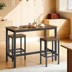 Rootz Living Matgrupper>Rootz Bar Table Set - Pub Table - Bistro Set - Space Saving - Hållbar träflipplatta och järn - Tabell: 120x60x90cm, stol: 40x30x65cm