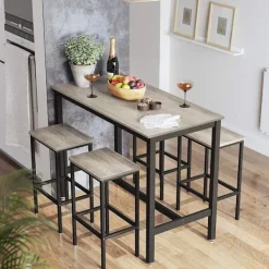 Rootz Living Matgrupper>Rootz Barbordsset - Pubbord med pall - Högt bord - Barhögt bord - Stående barbord - Barstolsbord - Litet Space Bar-bord - Spånskiva - Greige Svart - 1 | Fyndiq