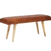 Rootz Living Balkongmöbler>Rootz bänk äkta läder - massivt trä bänk 115x53x38 cm - 2 sits klädd bänk hall matsal brun - Liten läder sängbänk Hall möbel hall bänk