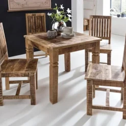 Rootz Living Matbord>Rootz bord 80 x 80 x 76 cm Mango massivträ fyrkantig - Rustikt bord - Designat matbord i trä Matbord för 4 personer i äkta trä