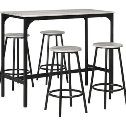 Rootz Living Matgrupper>Rootz 5-delade barbordsset - Industriell matsalsset - Kompakt barmöbel - Utrymmesbesparande design - 110 cm x 50 cm x 89,5 cm bord