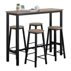 Rootz Living Matgrupper>Rootz 5-delade barbordsset - Köksmatsalskombination - Trädgårdsmöbler - MDF med PVC-skiva - Robust metallstomme - Hög lastkapacitet - 120 cm x 100 cm | Fyndiq