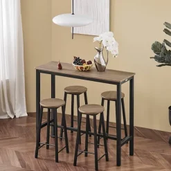 Rootz Living Matgrupper>Rootz 5-delade barbordsset - Köksmatsalskombination - Trädgårdsmöbler - MDF med PVC-skiva - Robust metallstomme - Hög lastkapacitet - 120 cm x 100 cm | Fyndiq