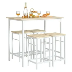 Rootz Living Matgrupper>Rootz 5-delade barbordsset - Bistrobord - Matsalsset - Robust metallstomme - MDF-fanerskiva - Mångsidig design - Perfekt för små utrymmen - Bord: 100c | Fyndiq