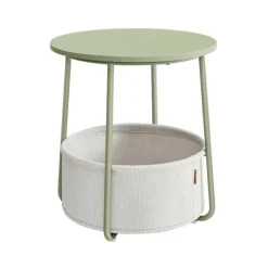 Rootz Living Småbord>Rootz 3-delat sidobord - Tygkorg - Förvaringsorganisatör - Spånskiva Stål Polyester - Laurel Green Creme White - 45cm x 50cm x 50cm - 39,6cm x 18,2cm | Fyndiq