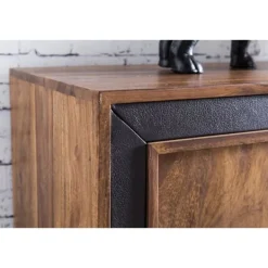 Rootz Living Byråer>Rootz Design skänk Sheesham massivt trä med konstläder 160x44x80