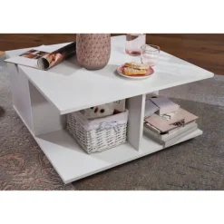 Rootz Living Soffbord>Rootz design soffbord 70x70 cm vitt - Vardagsbord med 2 lådor -