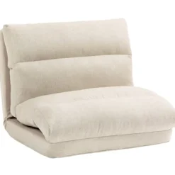Rootz Living Fåtöljer>Rootz Floor Chair - Meditationsstol - Solstol - Säng - Justerbart ryggstöd i 6 nivåer - Mjukt tygöverdrag - Kompakt - Beige - 70cm x 41cm x 56cm